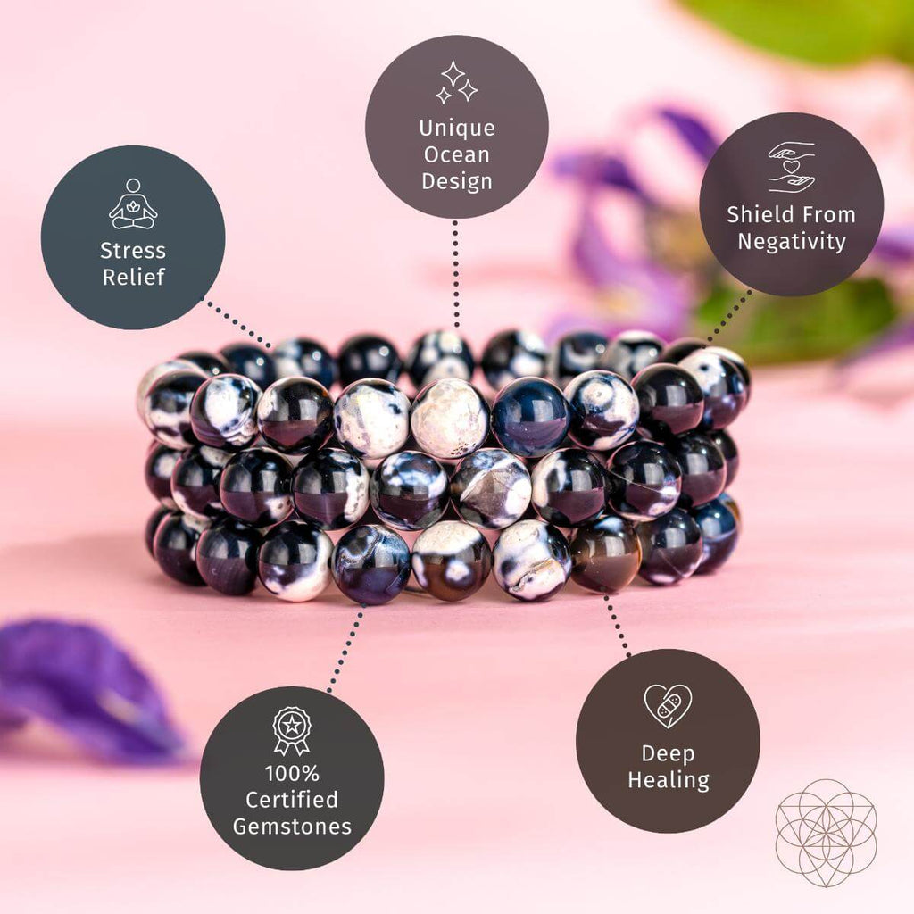 (Aqeeq) Exotic Orca Agate Bracelet